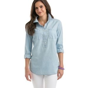 Vineyard Vines Chambray Popover Top SZ 16